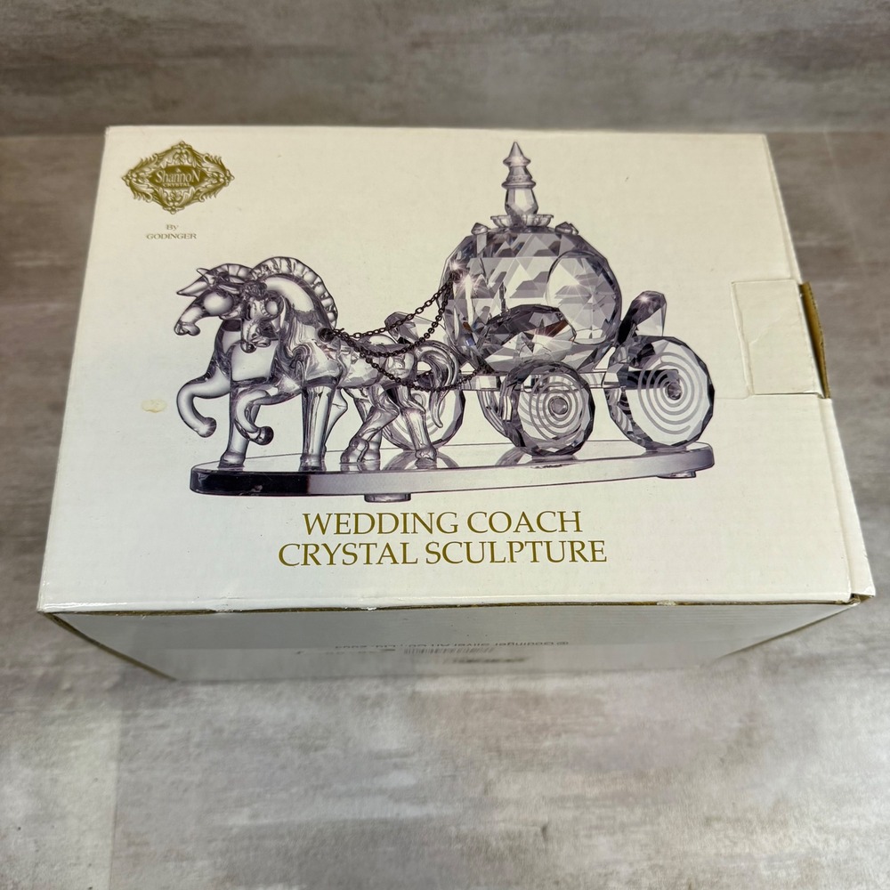 Shannon Crystal by Godinger Wedding Coach Crystal Sculpture 4958 Horse Carriage